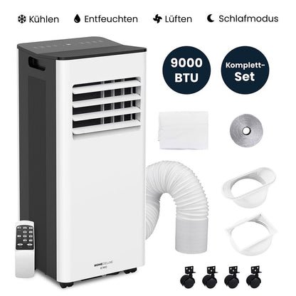 Mobile Klimaanlage 9000 BTU mit Abluftschlauch | 3-in-1 Mobiles Klimagerät | Leiser Betrieb | Digitaldisplay, App und Fernbedienung | Fenster-Installationsset | Timerfunktion | Für Räume bis 30 m²