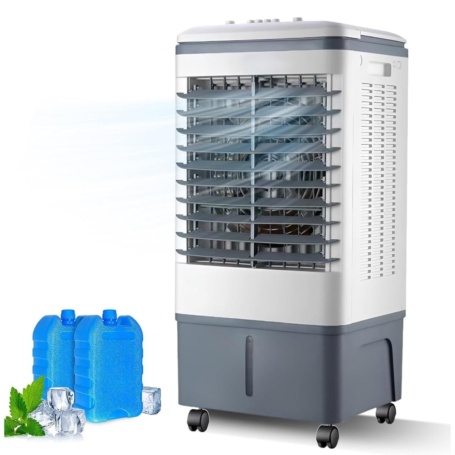 Verdunstungskühler Mit 20L Tank, Klimagerät Ohne Abluftschlauch Mit Wasserkühlung, 3 Geschwindigkeiten, Schwenkbar nach links und rechts, 7,5h Timer – Ideal Für Zuhause, Wohnung, Camping