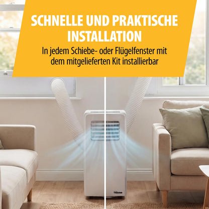 Tristar Mobiles Klimagerät - 7.000 BTU - 3-in-1 - Entfeuchtet, Kühlt, Ventiliert - Bis zu 25 m² - Fensterkit inklusive - AC-5478