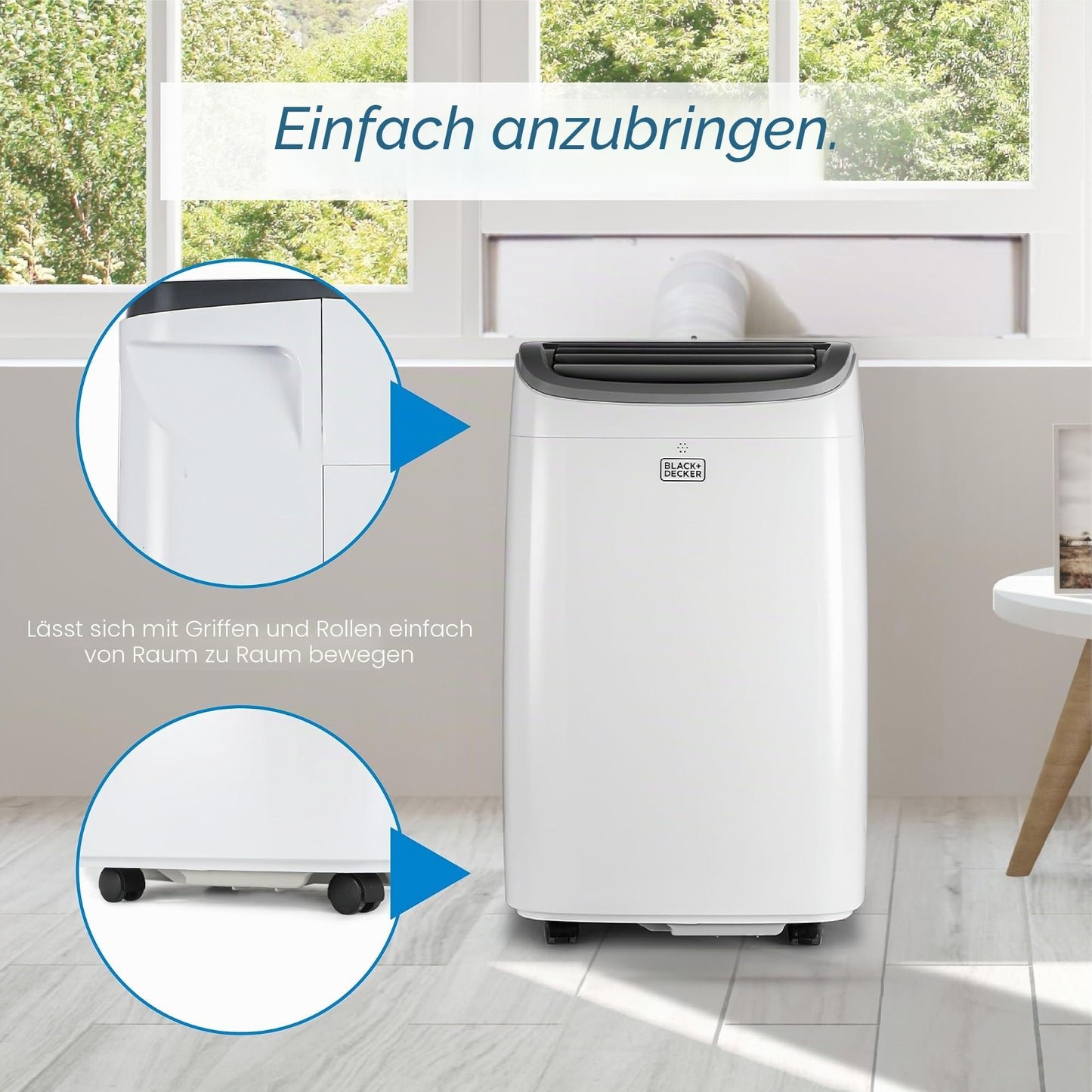 BLACK+DECKER 8.000 BTU Tragbare Klimaanlage mit Fernbedienung, weiß