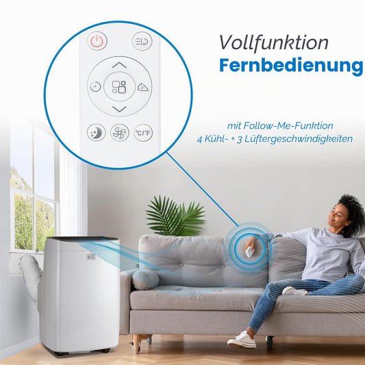 BLACK+DECKER 8.000 BTU Tragbare Klimaanlage mit Fernbedienung, weiß