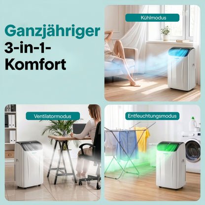 SereneLife Klimaanlage Mobil 12000 BTU – Kleine Klimaanlage für Zimmer bis 21 m² | Kühlung, Entfeuchter & Ventilator | 51 dB